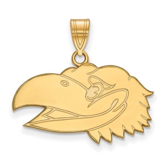 14k Yellow Gold U. of Kansas Medium Left Profile Mascot Pendant